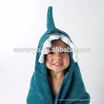 2018 popular bonito e macio toalha para tubarão, toalhas de animais com capuz, 100% cotto de alta qualidade, caixa de bebê com capuz toalha